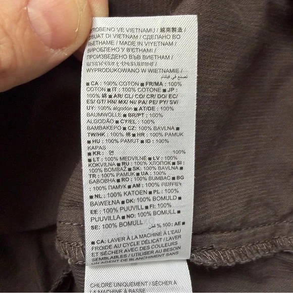 Gap Womens Puff Sleeve Corduroy Mini Shirt Dress XL Brown Peasant Cotton Buttons - Picture 7 of 8